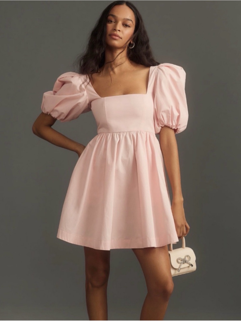 Maeve by Anthropologie Puff Sleeve Square Neck Mini Dress - Pink
